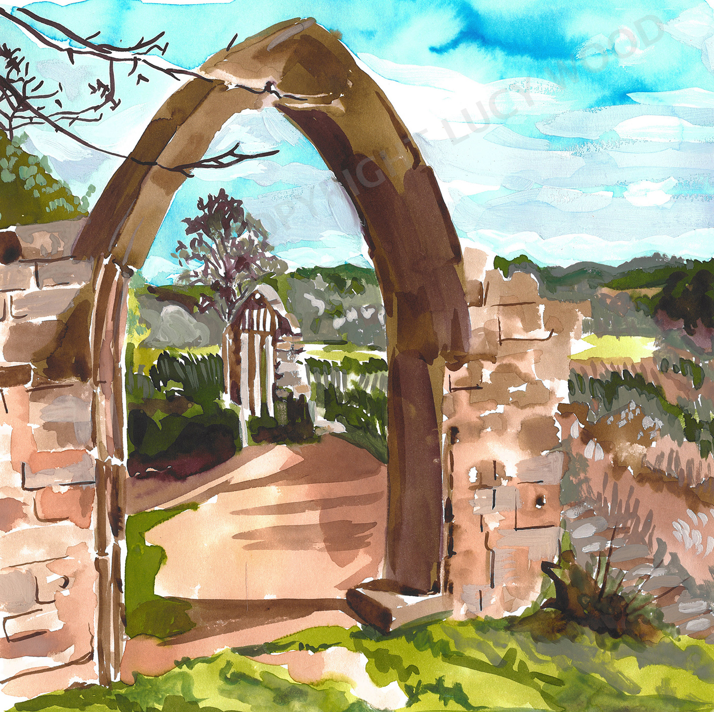 Painting of Cannon Hall Arch, The Peak District