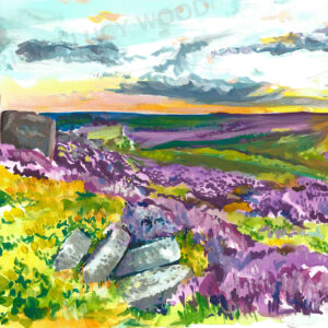 Painting of heather in the Peak District