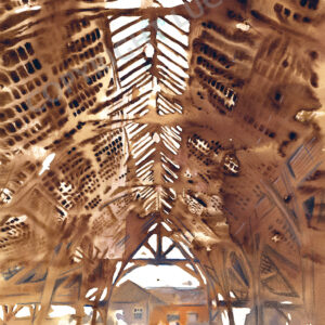 Painting of Penistone Market Barn by Lucy Pimpernel Wood