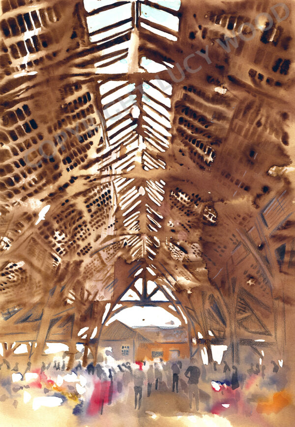 Painting of Penistone Market Barn by Lucy Pimpernel Wood