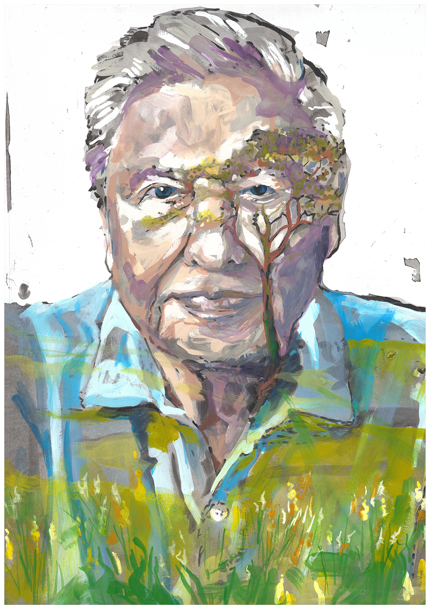 David Attenborugh Painting by The Peak Painter
